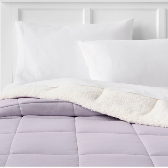 Room Essentials Faux Shearling Reversible Comforter Sherpa Sz Full/Queen - Picture 1 of 3